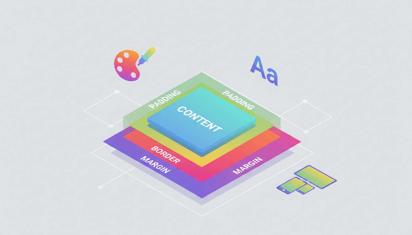 Визуализация CSS Box Model с элементами стилизации.
