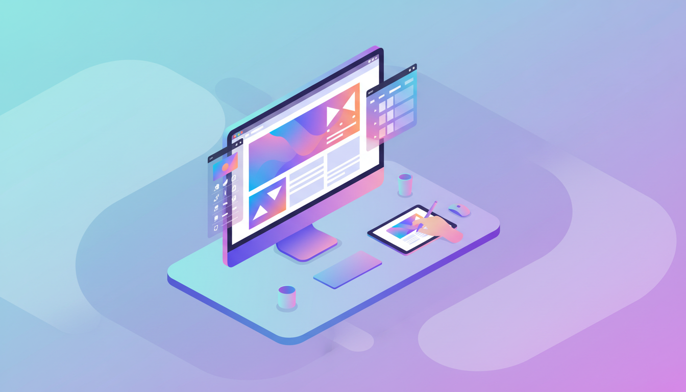 Рабочее место веб-дизайнера с открытым Adobe Photoshop